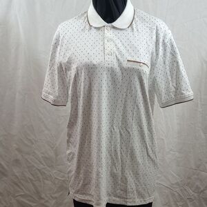 Cactus Man Golf White Polo Shirt with Brown Arrows Size M